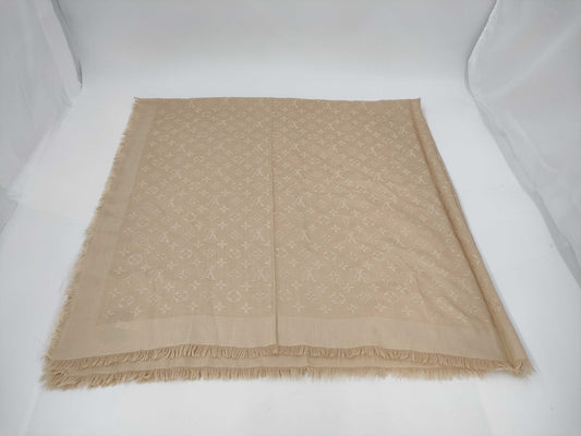 LOUIS VUITTON Monogram Large Shawl Gold Scarf