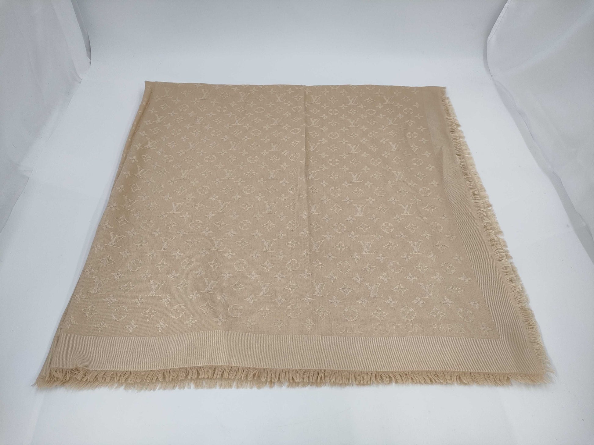 LOUIS VUITTON Monogram Large Shawl Gold Scarf