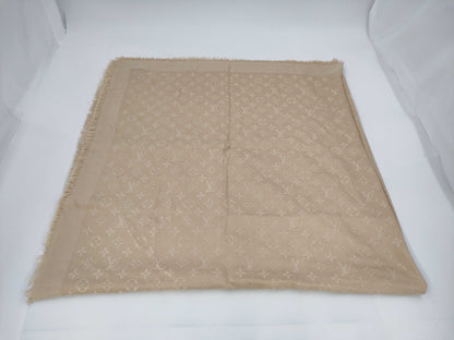LOUIS VUITTON Monogram Large Shawl Gold Scarf