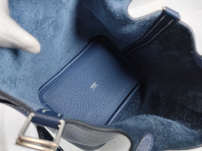 HERMES Picotin Cazac Blue Saphir Blue Brighton Z Stamped Taurillon Handbag