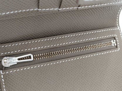 HERMES New Passant W Stamp Etoupe Epson Wallet