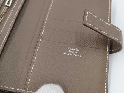 HERMES New Passant W Stamp Etoupe Epson Wallet