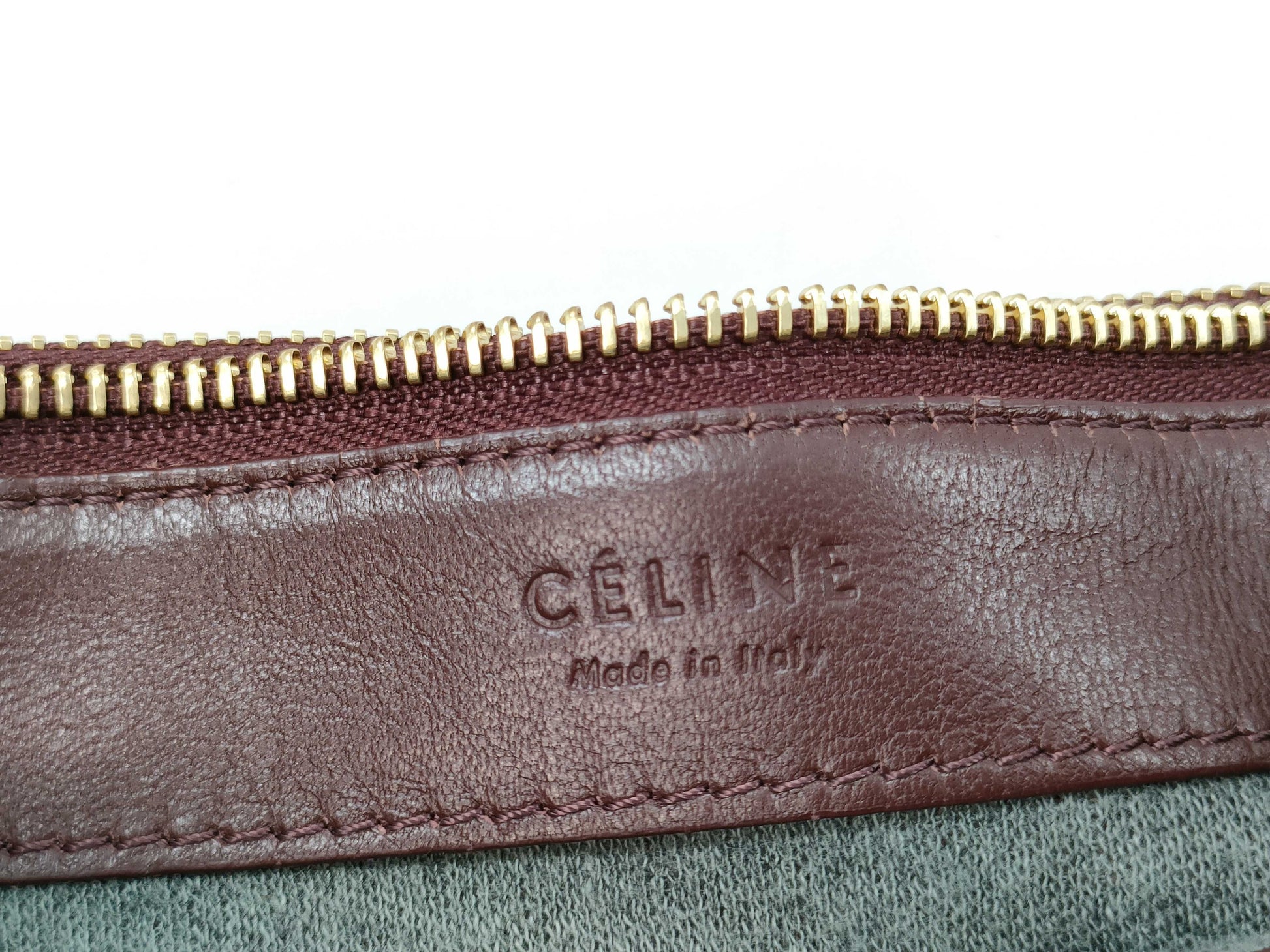 CELINE Trio Leather Shoulder Bag in Wine Red