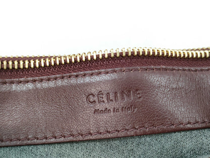 CELINE Trio Leather Shoulder Bag in Wine Red