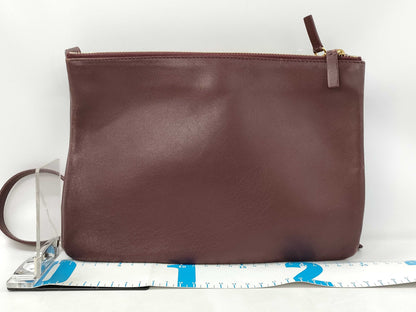 CELINE Trio Leather Shoulder Bag in Wine Red
