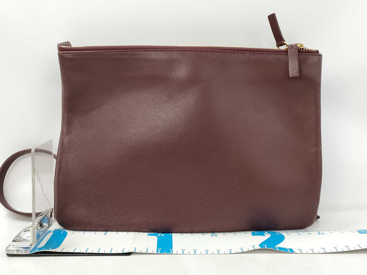 CELINE Trio Leather Shoulder Bag in Wine Red