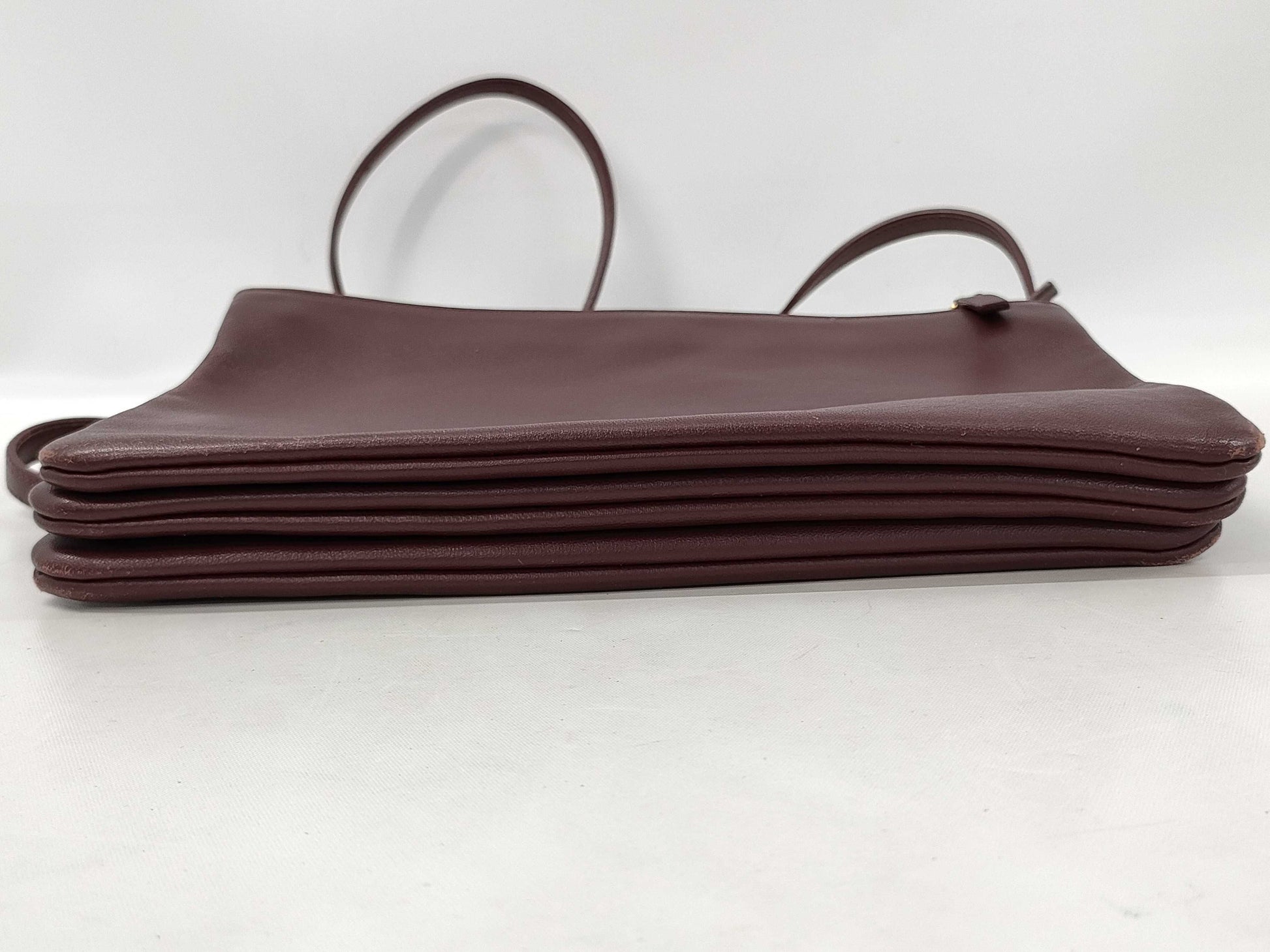 CELINE Trio Leather Shoulder Bag in Wine Red