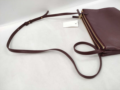 CELINE Trio Leather Shoulder Bag in Wine Red