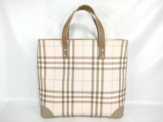 BURBERRY Check/Handbag/Pink/Discoloration-Resistant Tote Bag