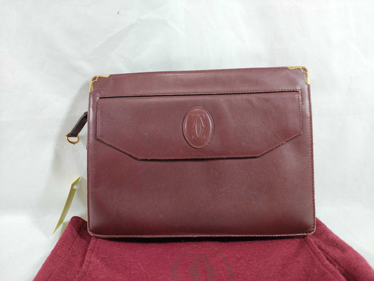 Cartier Must Must Line Leather Clutch Bag Bordeaux Second Bag