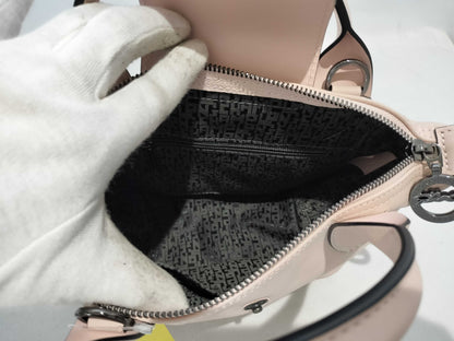 LONG CHAMP Pliage Mini All Leather 2-Way Handbag with Strap and Dust Bag