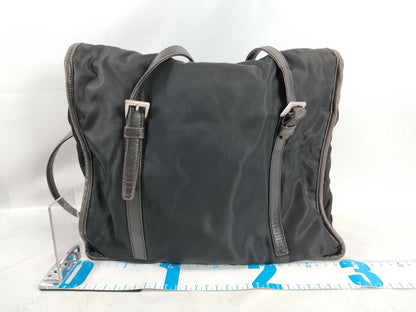 PRADA Nylon Nylon and Leather Tote Bag
