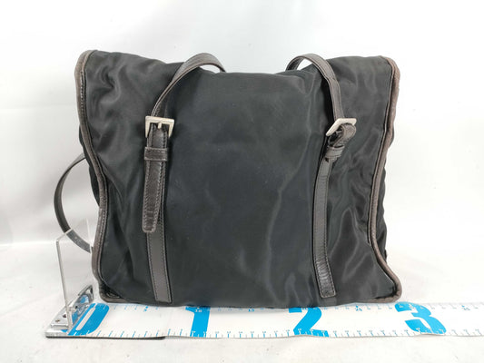 PRADA Nylon Nylon and Leather Tote Bag