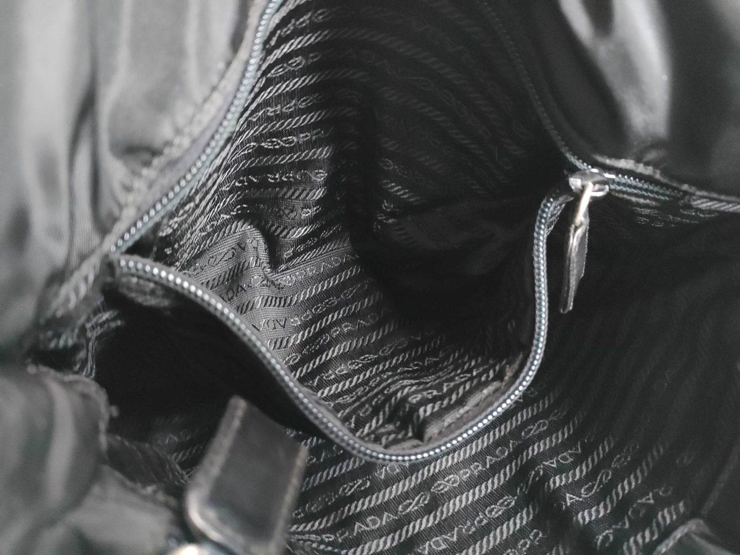 PRADA Nylon Nylon and Leather Tote Bag