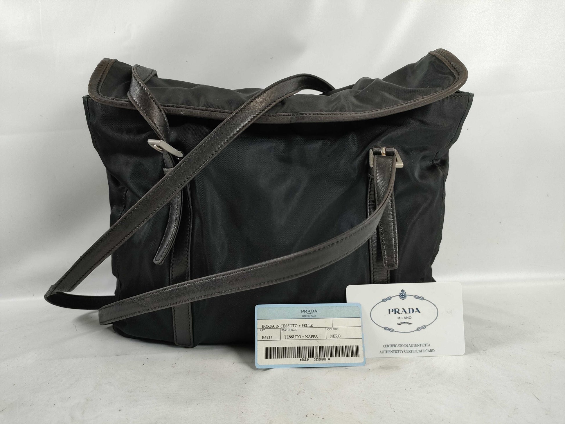 PRADA Nylon Nylon and Leather Tote Bag