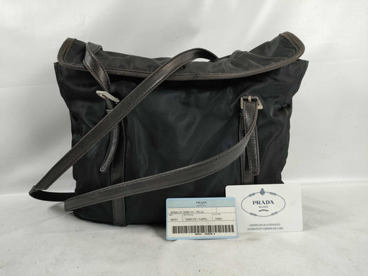 PRADA Nylon Nylon and Leather Tote Bag