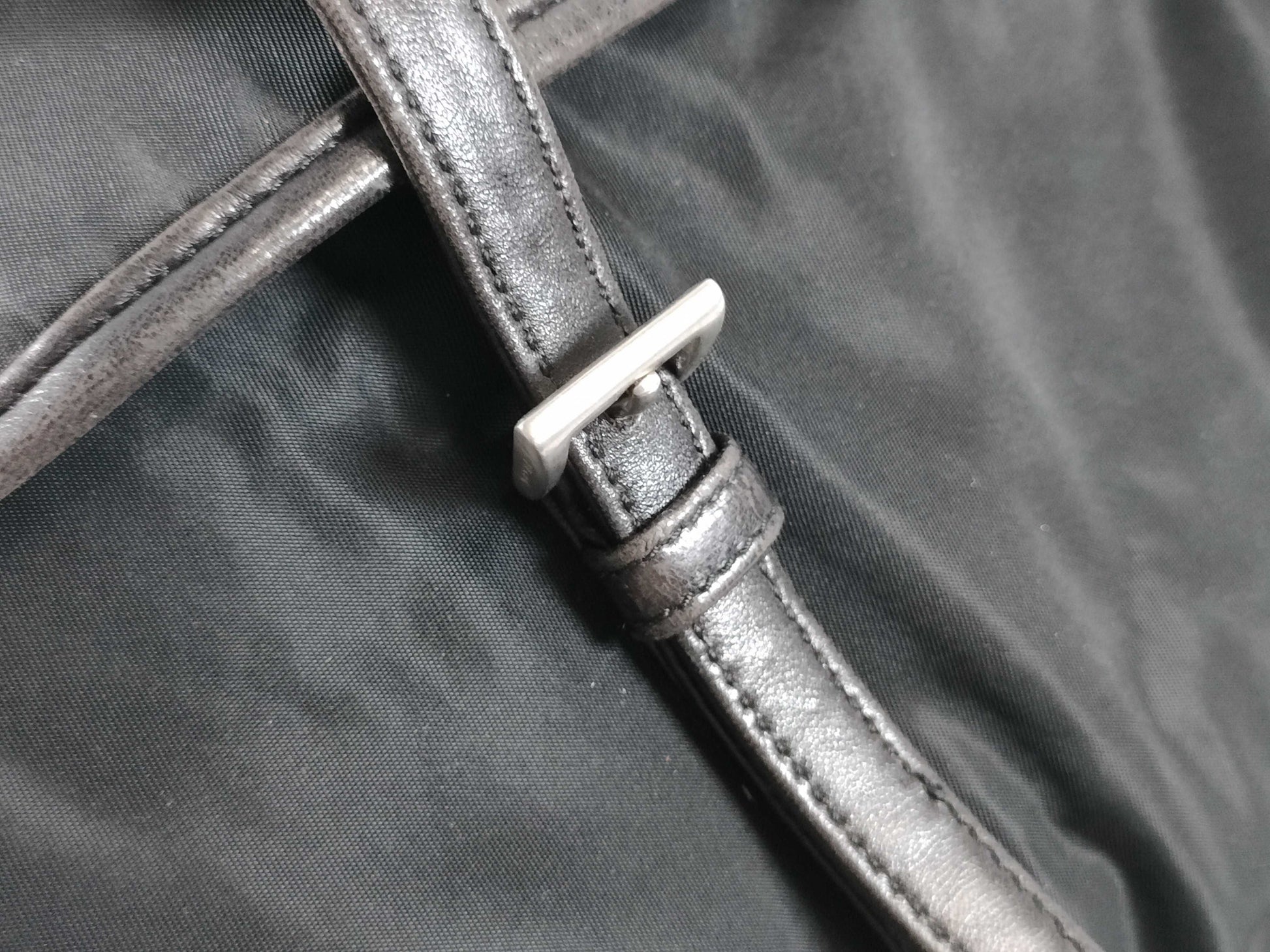 PRADA Nylon Nylon and Leather Tote Bag