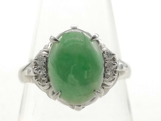 Jadeite 2.96ct D 0.09ct Pt900 6.8g Ring 