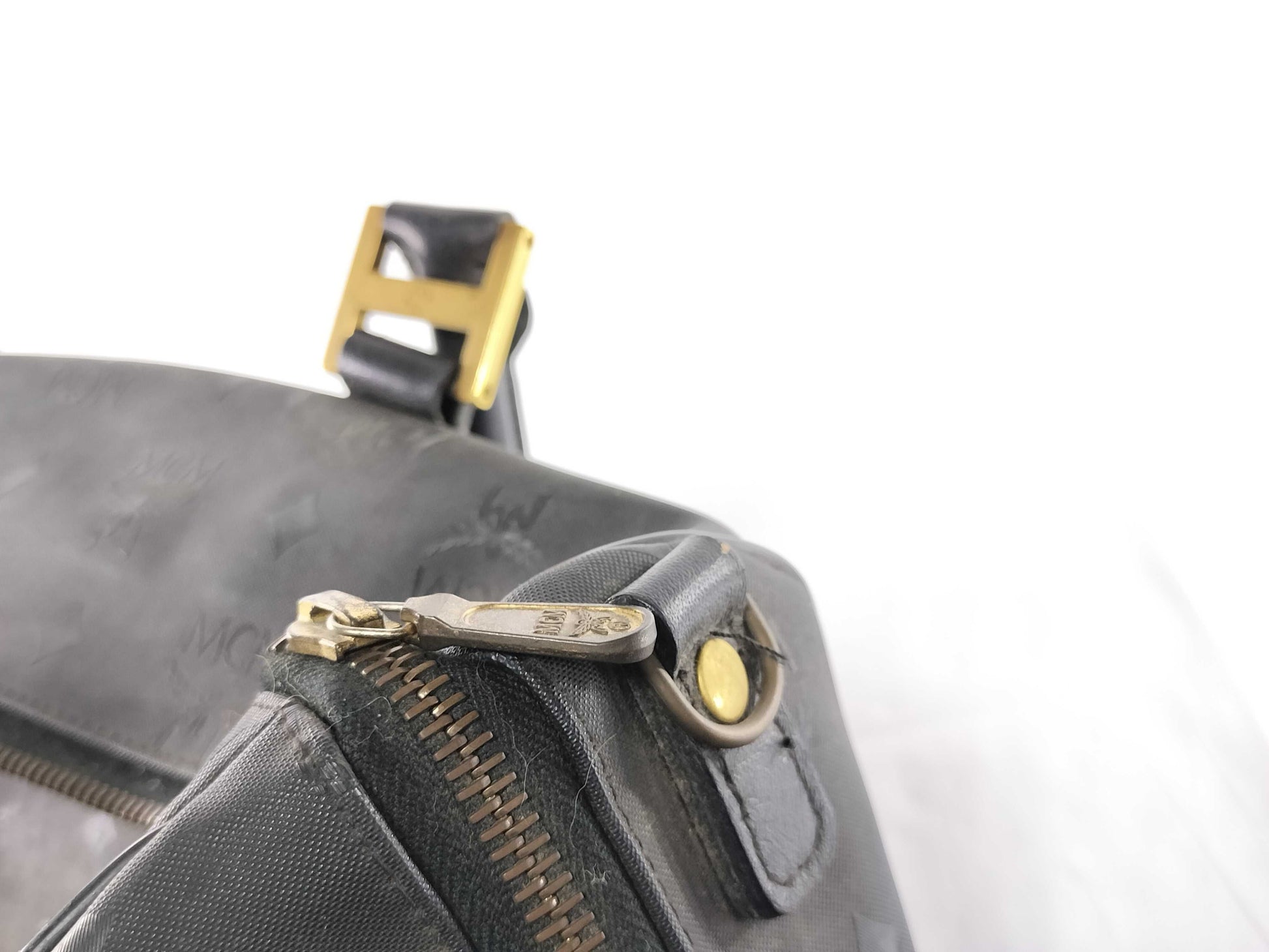 MCM Nylon x Leather Black Boston Bag Boston Bag