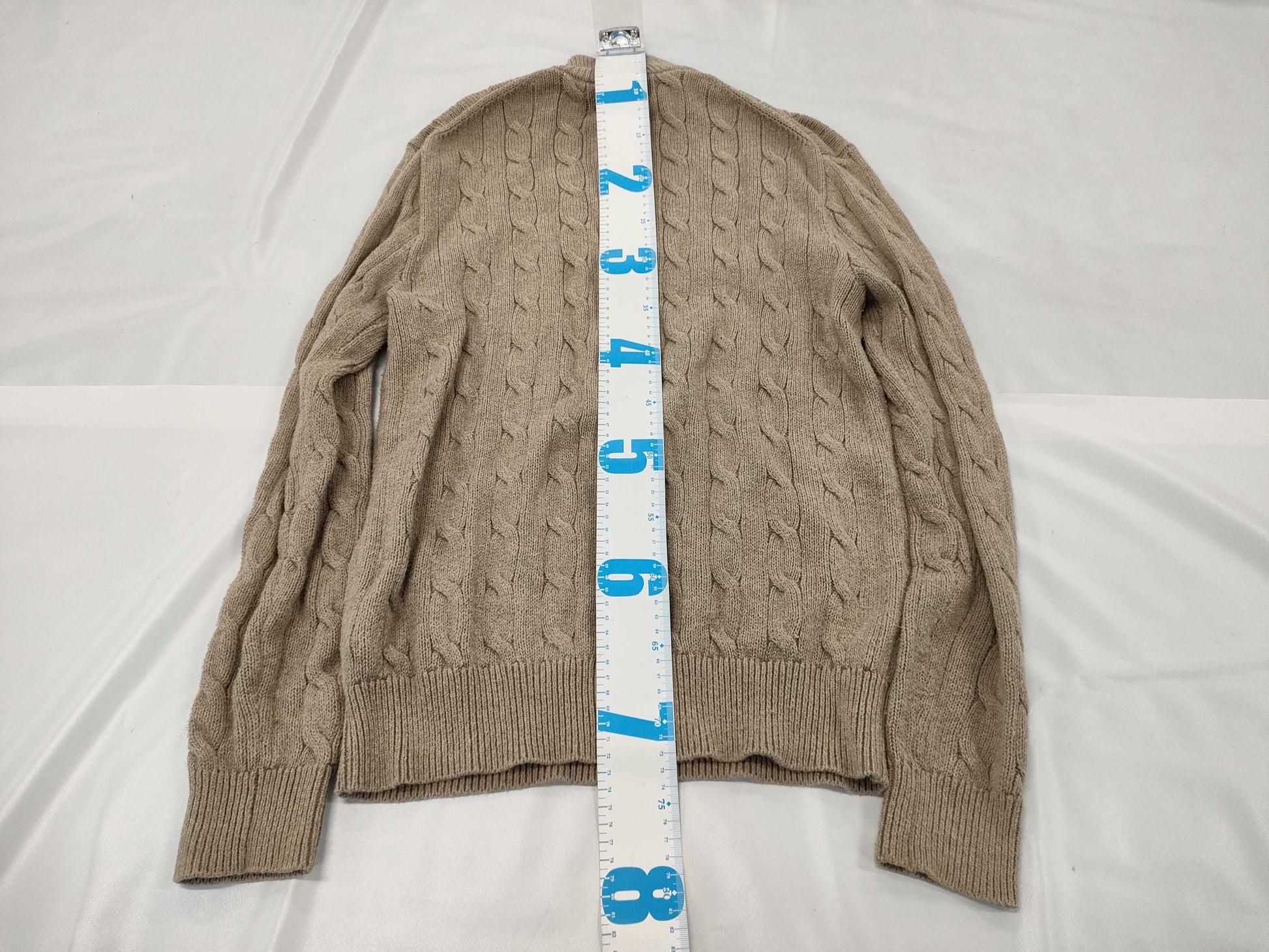 Ralph Lauren Half-Zip Cable Knit Top in Beige