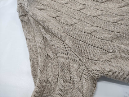 Ralph Lauren Half-Zip Cable Knit Top in Beige