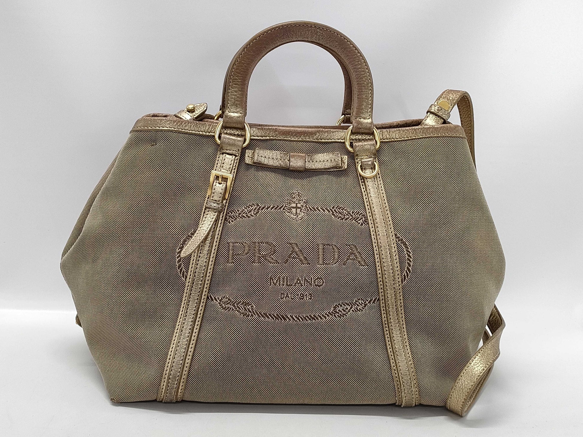 PRADA Jacquard 2-way Tote Shoulder Bag with White Tag