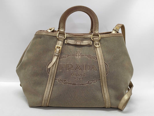 PRADA Jacquard 2-way Tote Shoulder Bag with White Tag