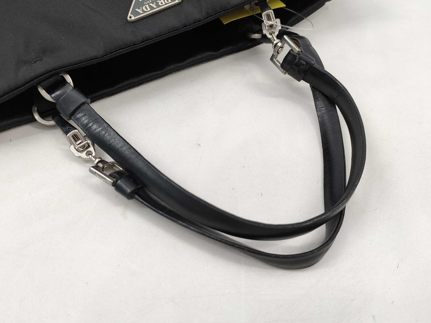 PRADA Nylon Satin/Leather Tote Bag