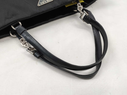 PRADA Nylon Satin/Leather Tote Bag