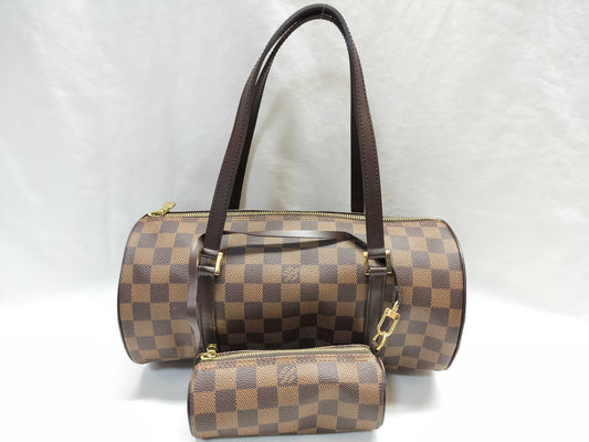 LOUIS VUITTON MB1024 Damier Papillon 30 Handbag with Pouch