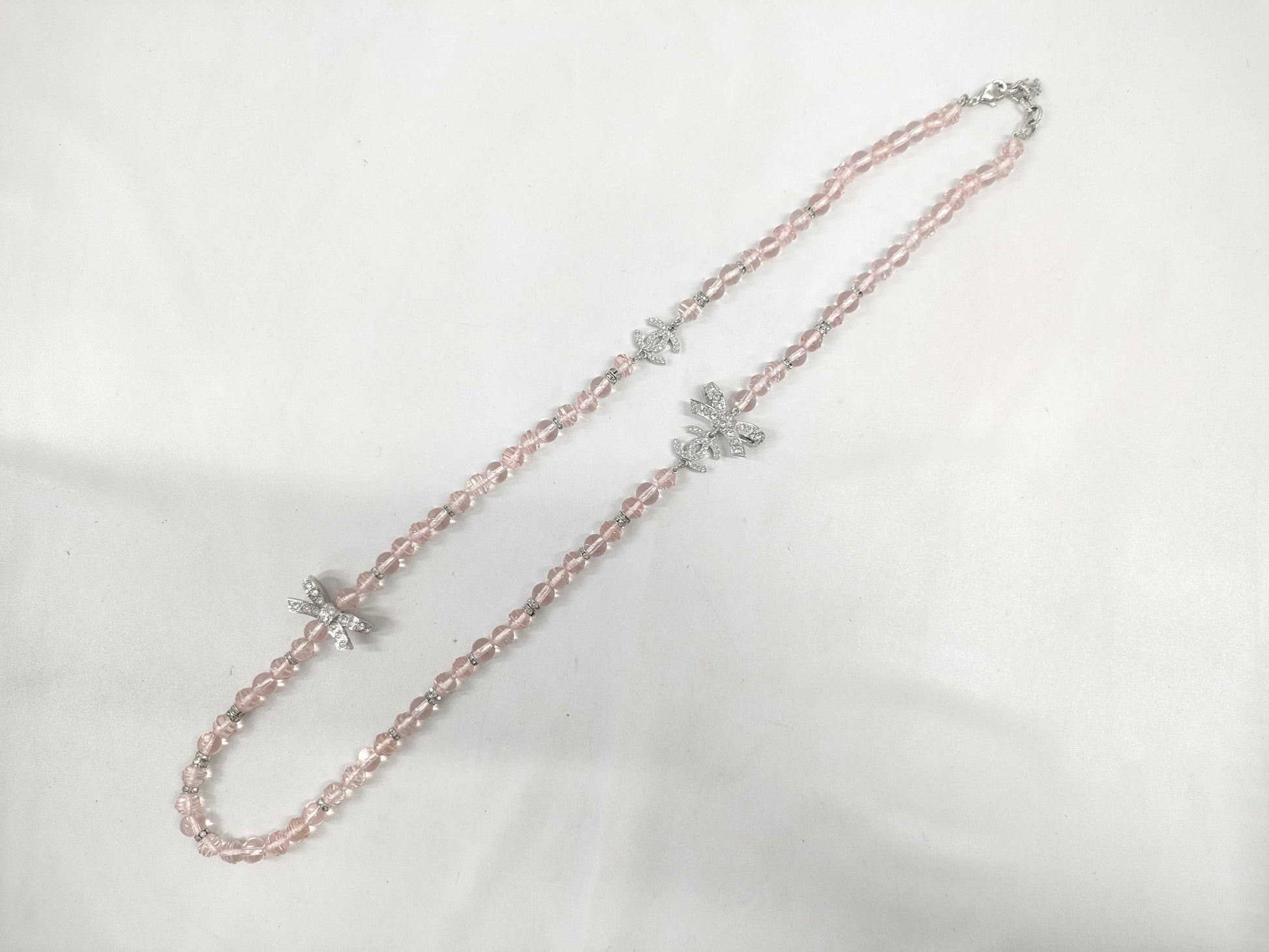 CHANEL B23S Ribbon Bead Necklace Long Necklace