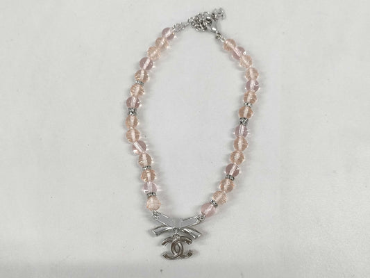 CHANEL B23S Ribbon Bead Necklace Short Necklace