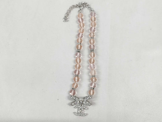 CHANEL B23S Ribbon Bead Necklace Short Necklace