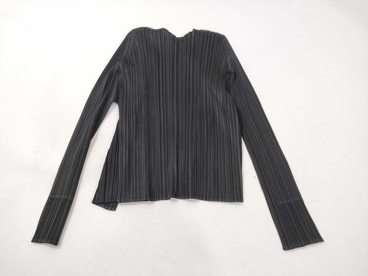 ISSEY MIYAKE Pleats Please Cardigan Black Top