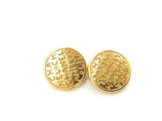 CHANEL 99A Round Logo Earrings