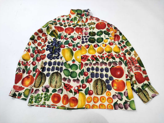 GUCCI 100% Silk Shirt with Fruit Pattern