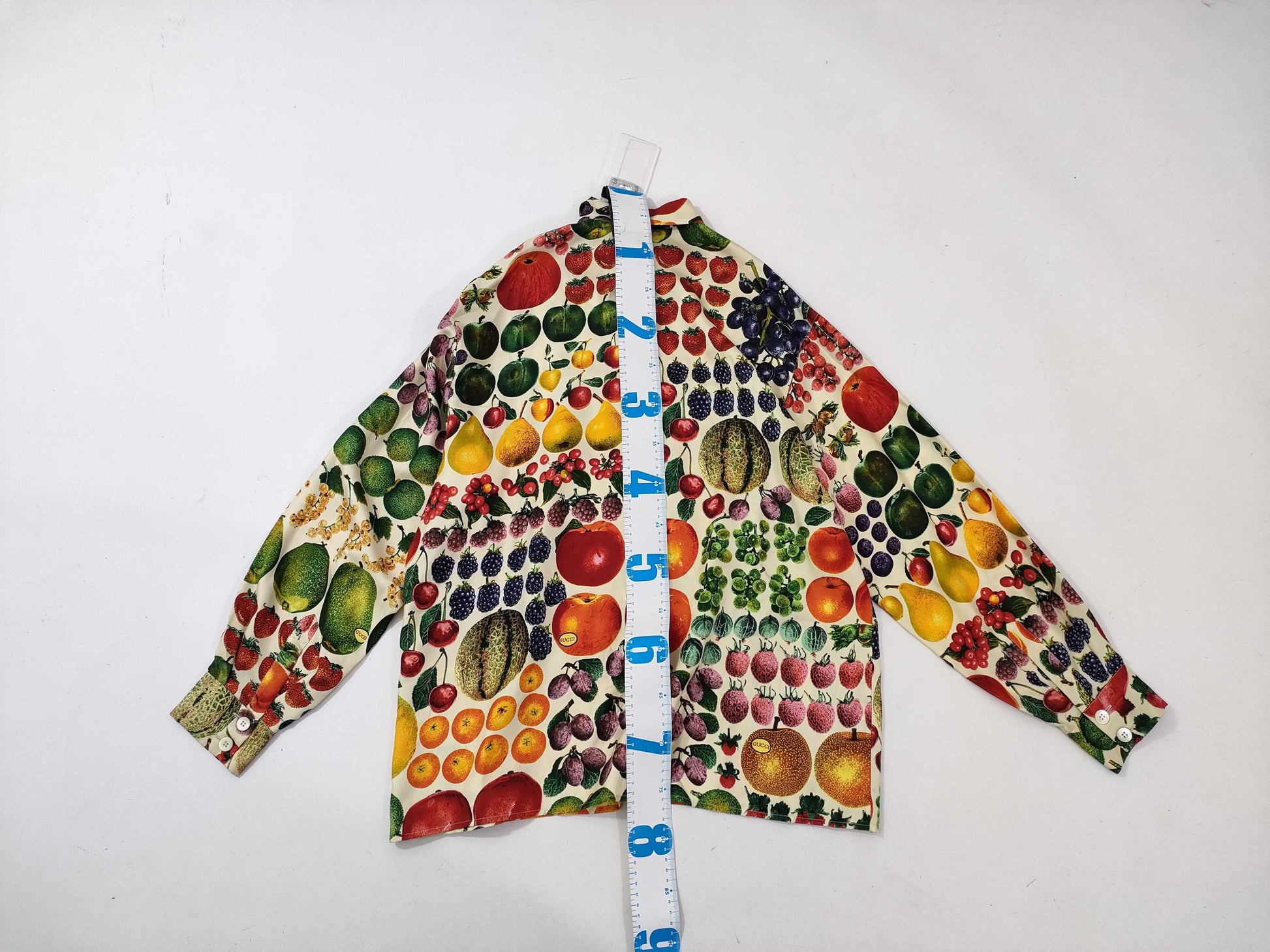 GUCCI 100% Silk Shirt with Fruit Pattern