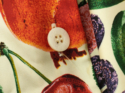 GUCCI 100% Silk Shirt with Fruit Pattern