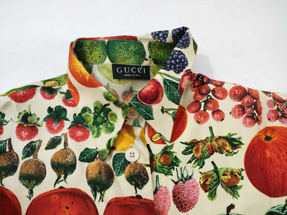 GUCCI 100% Silk Shirt with Fruit Pattern