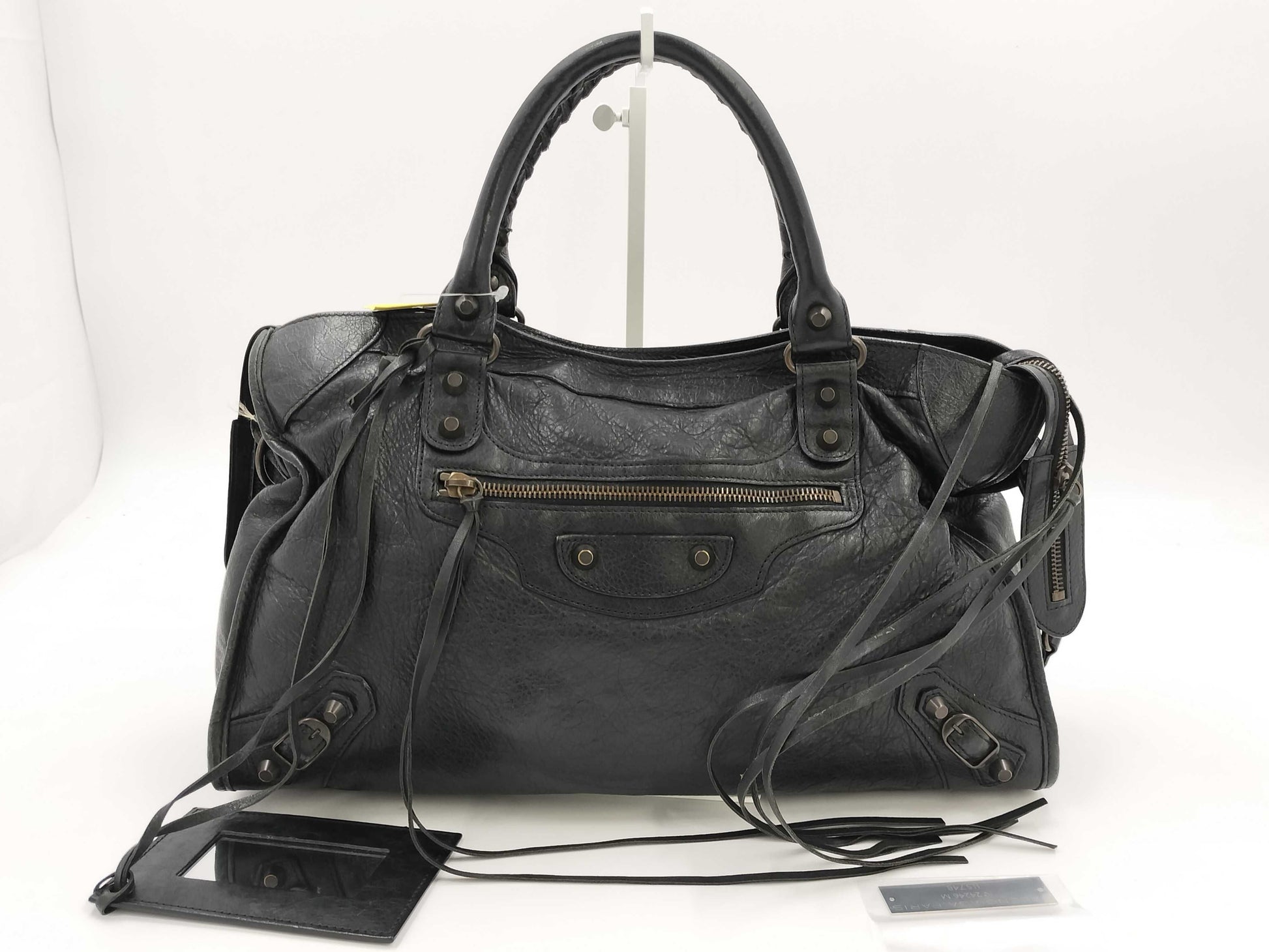 BALENCIAGA The Giant City 115748 1000 Handbag with missing plate