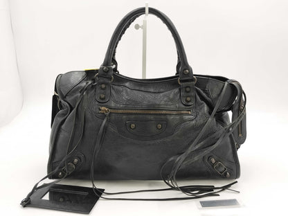 BALENCIAGA The Giant City 115748 1000 Handbag with missing plate