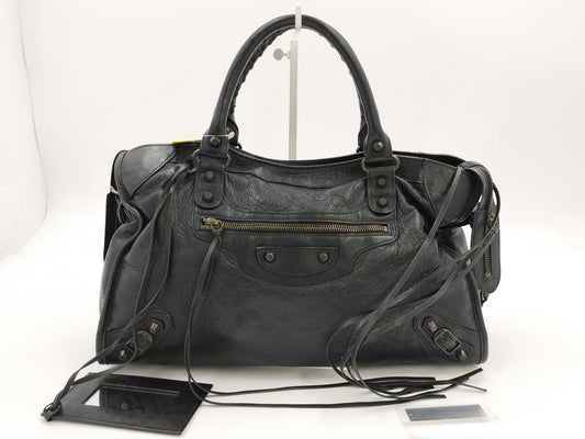 BALENCIAGA The Giant City 115748 1000 Handbag with missing plate