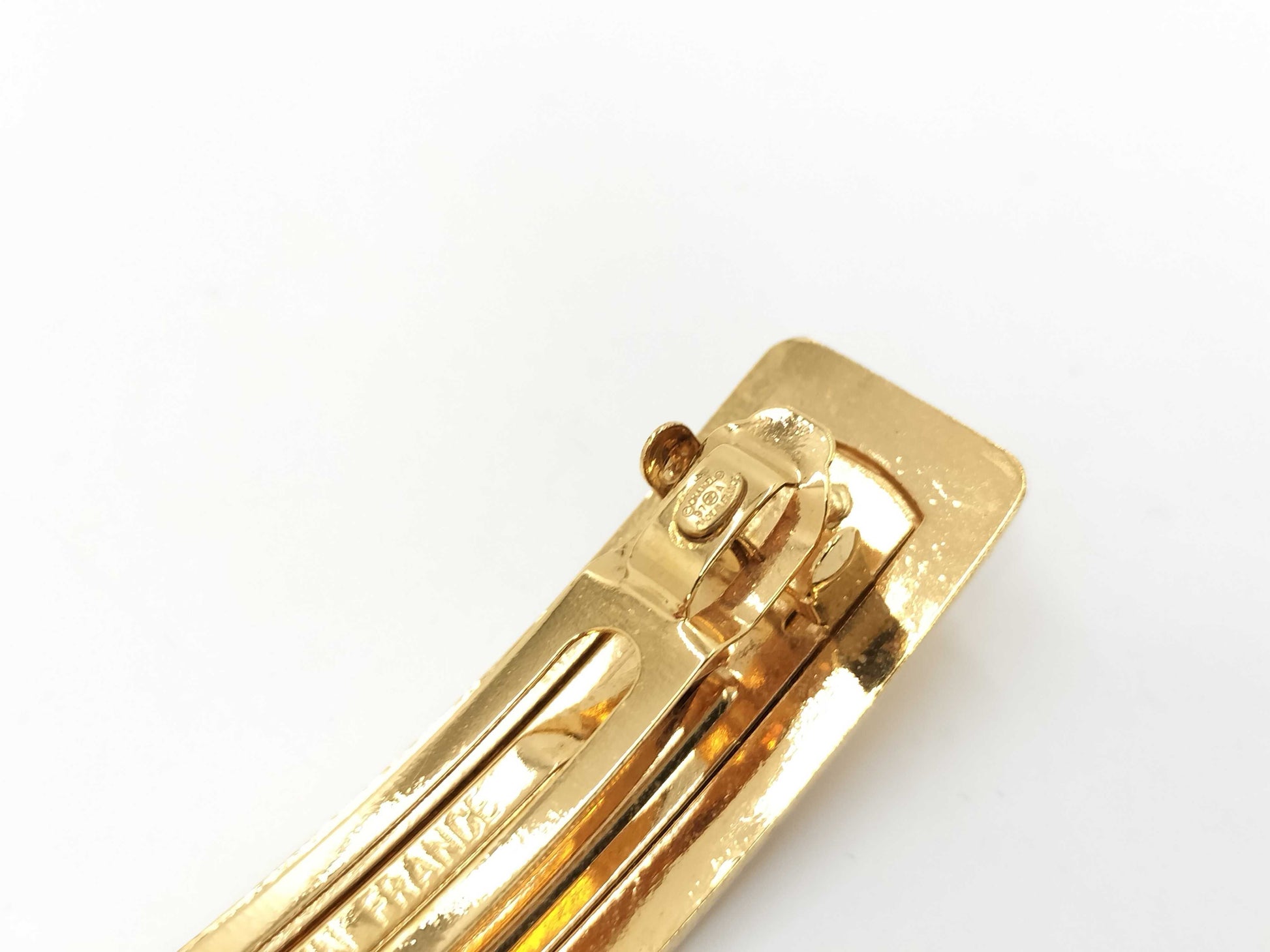 CHANEL 97A Logo Gold Color Barrette Hair Accessory