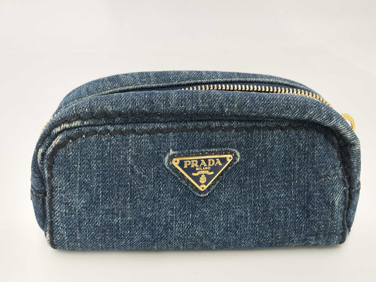 PRADA denim makeup pouch