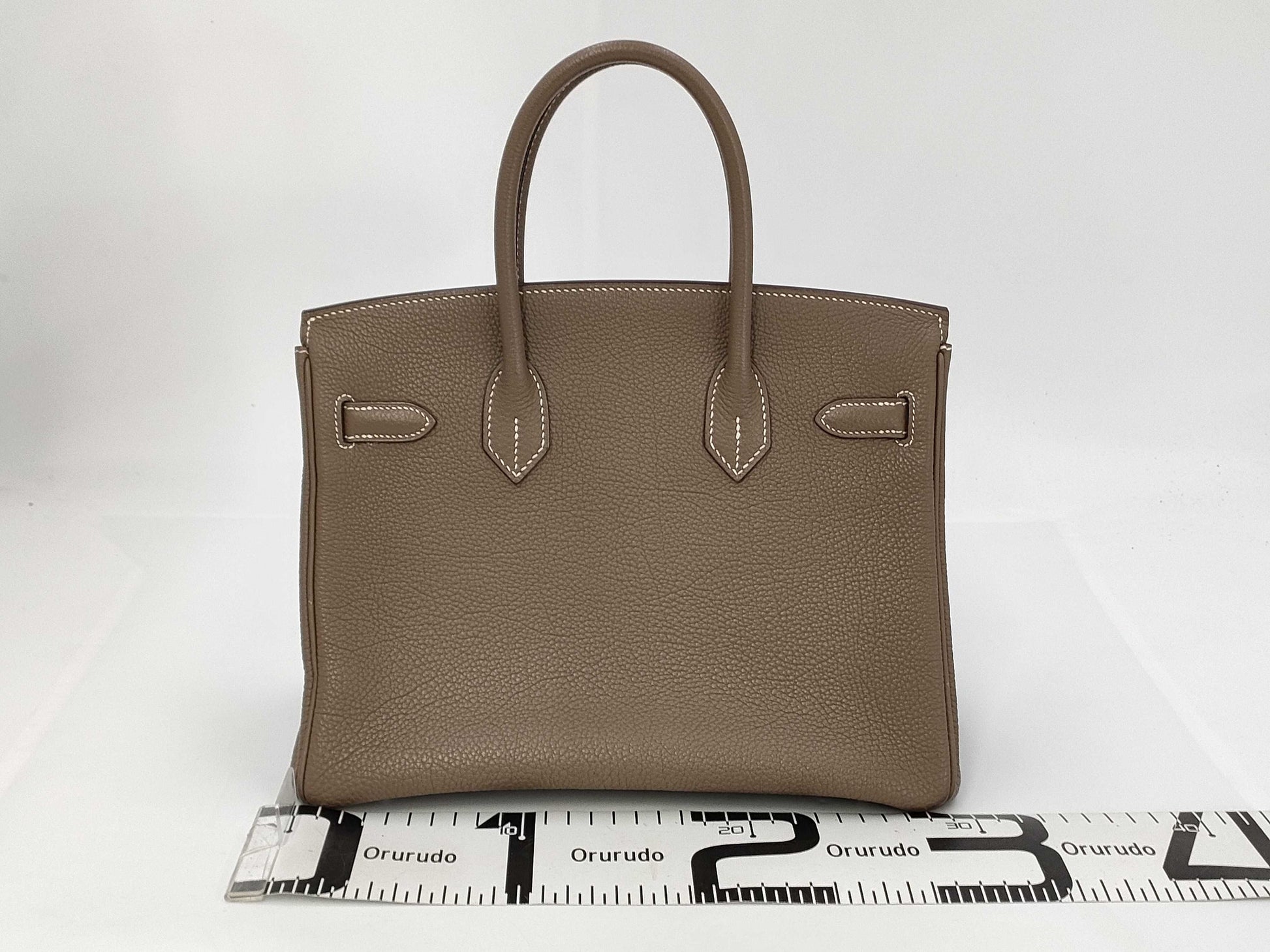 HERMES Birkin 30 Etoupe Silver Hardware L Stamped Handbag