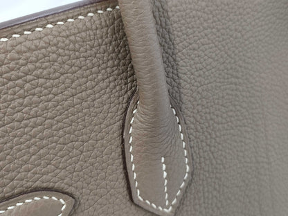 HERMES Birkin 30 Etoupe Silver Hardware L Stamped Handbag