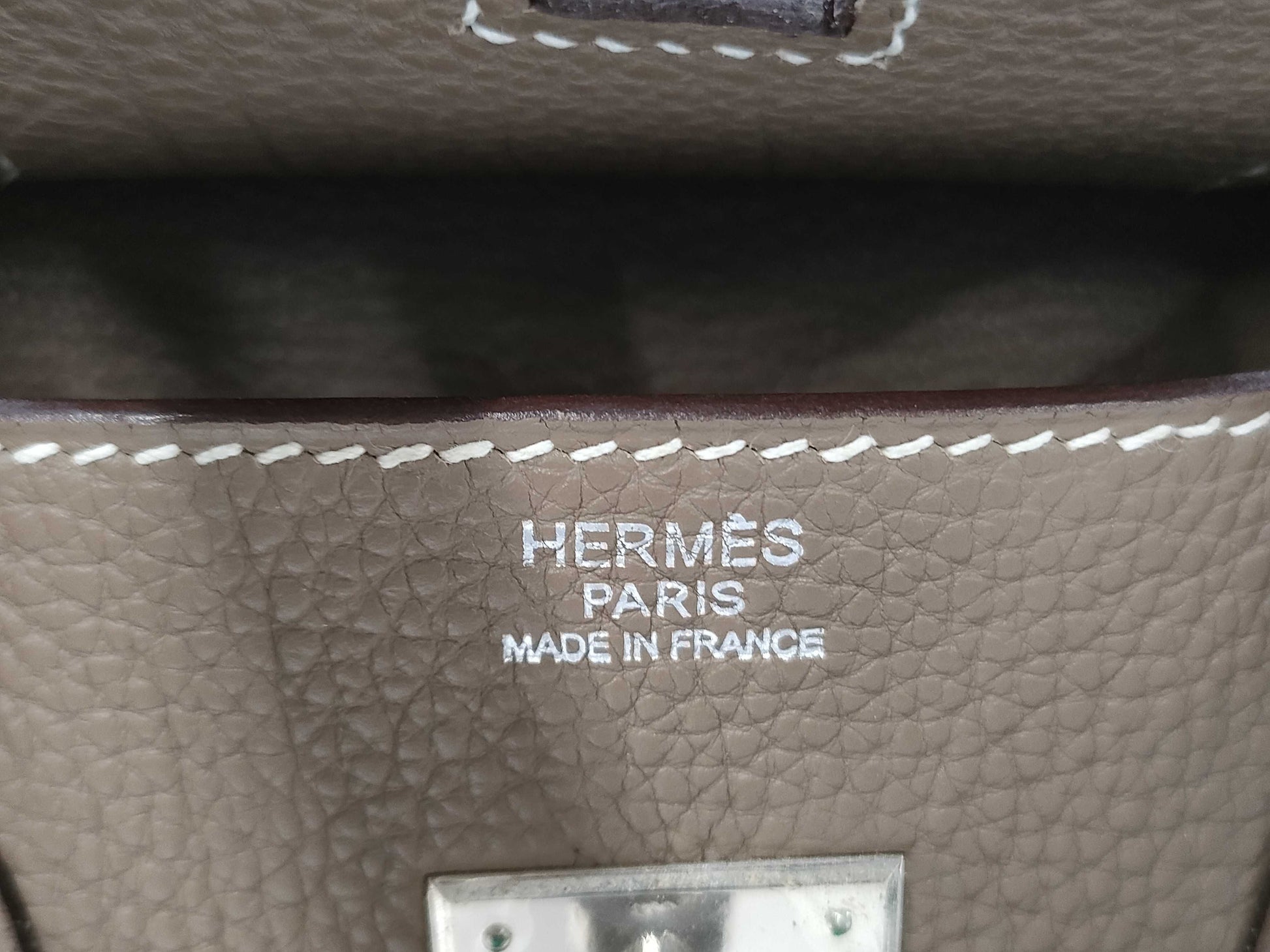 HERMES Birkin 30 Etoupe Silver Hardware L Stamped Handbag