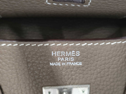 HERMES Birkin 30 Etoupe Silver Hardware L Stamped Handbag