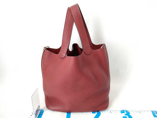 HERMES [Stamp] X Picotin X Stamp Red Handbag