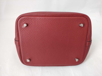 HERMES [Stamp] X Picotin X Stamp Red Handbag